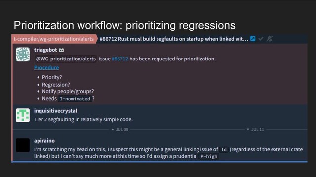 Prioritization workflow: prioritizing regressions
