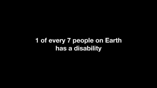 1 of every 7 people on Earth
has a disability
