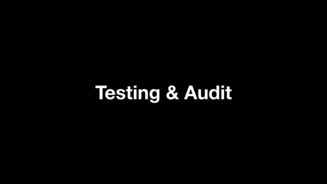 Testing & Audit
