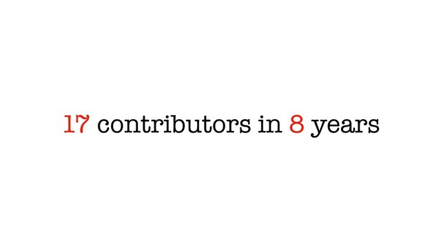 17 contributors in 8 years
