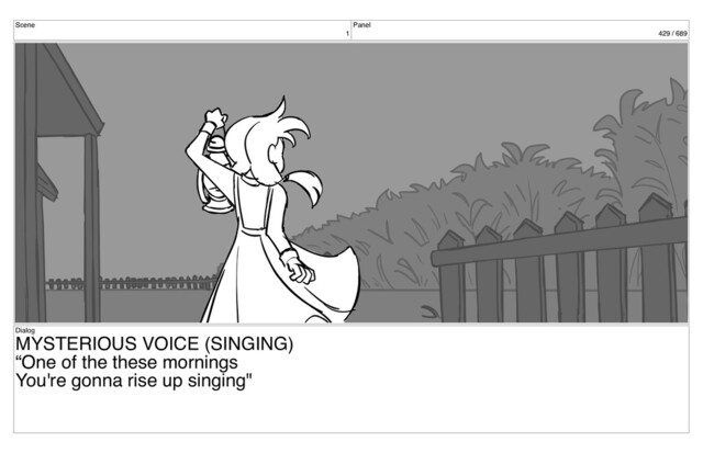 Scene
1
Panel
429 / 689
Dialog
MYSTERIOUS VOICE (SINGING)
“One of the these mornings
You're gonna rise up singing"
