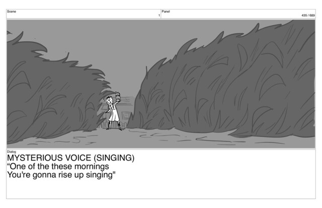Scene
1
Panel
435 / 689
Dialog
MYSTERIOUS VOICE (SINGING)
“One of the these mornings
You're gonna rise up singing"
