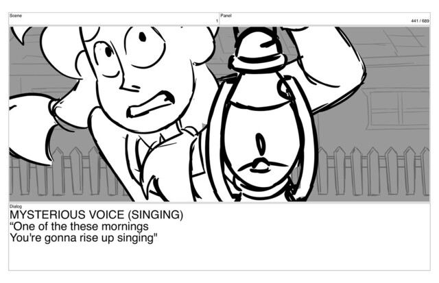 Scene
1
Panel
441 / 689
Dialog
MYSTERIOUS VOICE (SINGING)
“One of the these mornings
You're gonna rise up singing"
