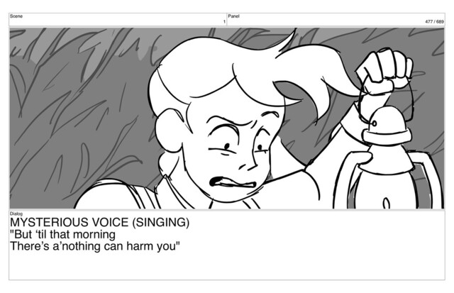 Scene
1
Panel
477 / 689
Dialog
MYSTERIOUS VOICE (SINGING)
"But ‘til that morning
There’s a’nothing can harm you"
