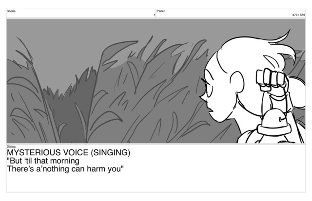 Scene
1
Panel
479 / 689
Dialog
MYSTERIOUS VOICE (SINGING)
"But ‘til that morning
There’s a’nothing can harm you"

