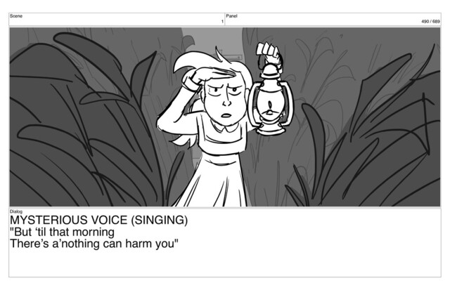 Scene
1
Panel
490 / 689
Dialog
MYSTERIOUS VOICE (SINGING)
"But ‘til that morning
There’s a’nothing can harm you"
