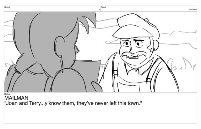 Scene
1
Panel
88 / 689
Dialog
MAILMAN
“Joan and Terry...y’know them, they’ve never left this town."
