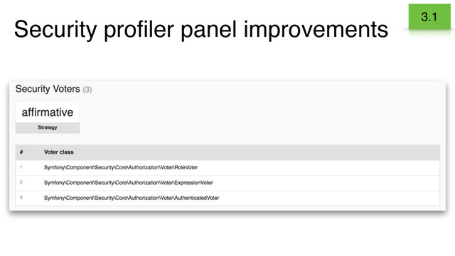 Security proﬁler panel improvements 3.1
