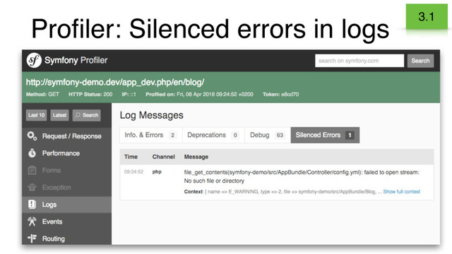Proﬁler: Silenced errors in logs 3.1
