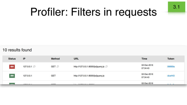 Proﬁler: Filters in requests 3.1
