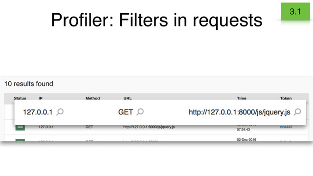 Proﬁler: Filters in requests 3.1
