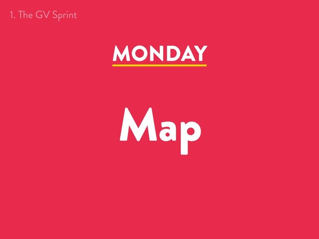 MONDAY
Map
1. The GV Sprint
