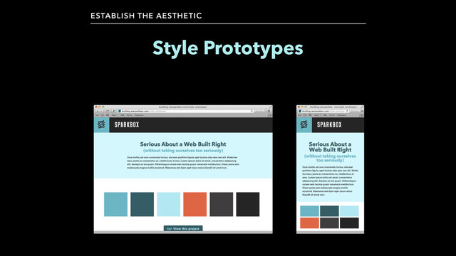 Style Prototypes
ESTABLISH THE AESTHETIC
