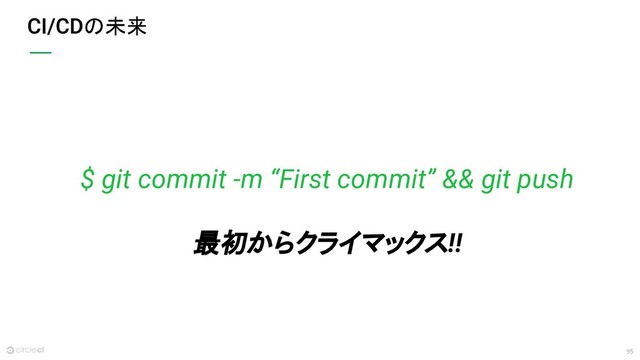 95
の未来
$ git commit -m “First commit” && git push
最初からクライマックス!!
