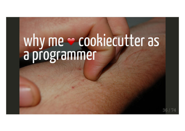 why me cookiecutter as
a programmer
36 / 74
