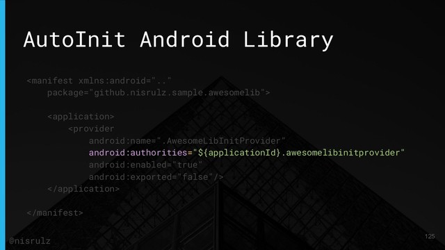 AutoInit Android Library





125
@nisrulz
