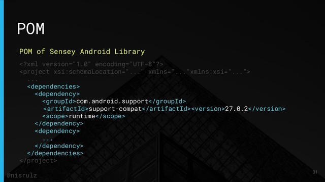 POM
POM of Sensey Android Library


...


com.android.support
support-compat27.0.2
runtime


...



31
@nisrulz
