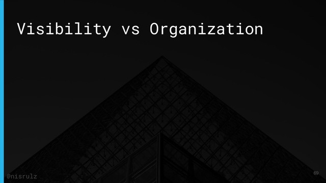Visibility vs Organization
69
@nisrulz
