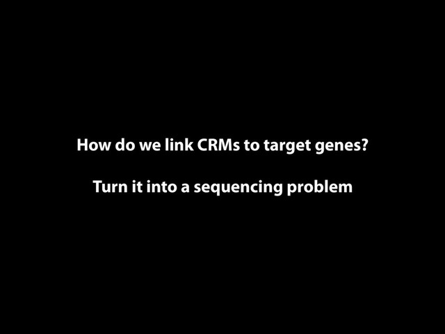 How do we link CRMs to target genes?
Turn it into a sequencing problem
