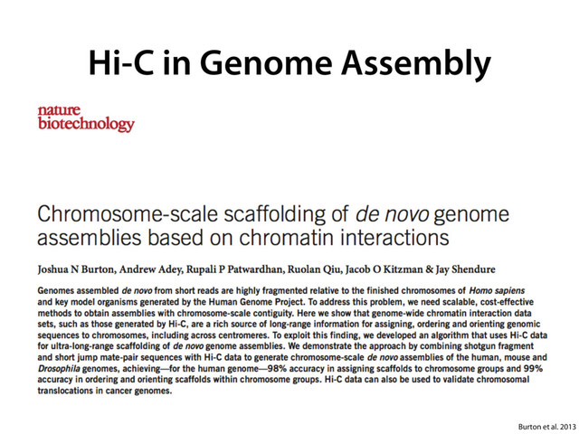 Hi-C in Genome Assembly
Burton et al. 2013
