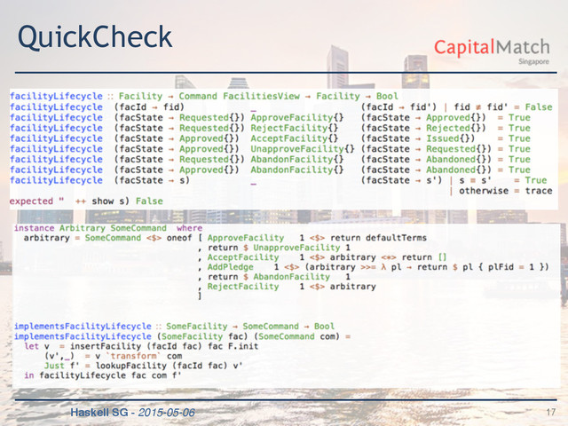 Haskell SG - 2015-05-06
QuickCheck
17
