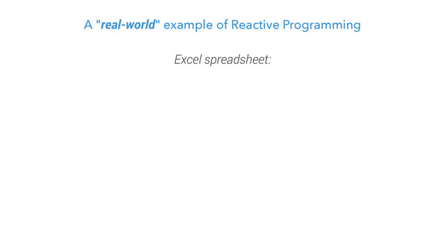 A "real-world" example of Reactive Programming
Excel spreadsheet:
