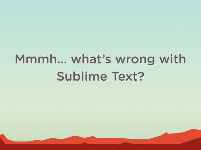Mmmh… what’s wrong with
Sublime Text?
