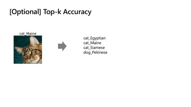 [Optional] Top-k Accuracy
cat_Egyptian
cat_Maine
cat_Siamese
dog_Pekinese
