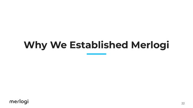 22
Why We Established Merlogi
