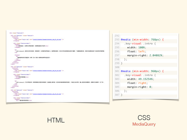 HTML CSS
MediaQuery
