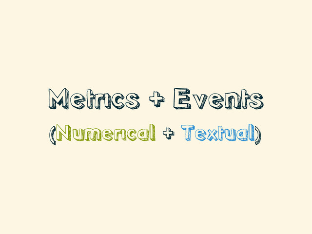 Metrics + Events
(Numerical + Textual)

