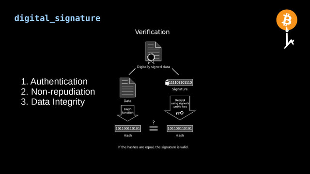 digital_signature
1. Authentication
2. Non-repudiation
3. Data Integrity
