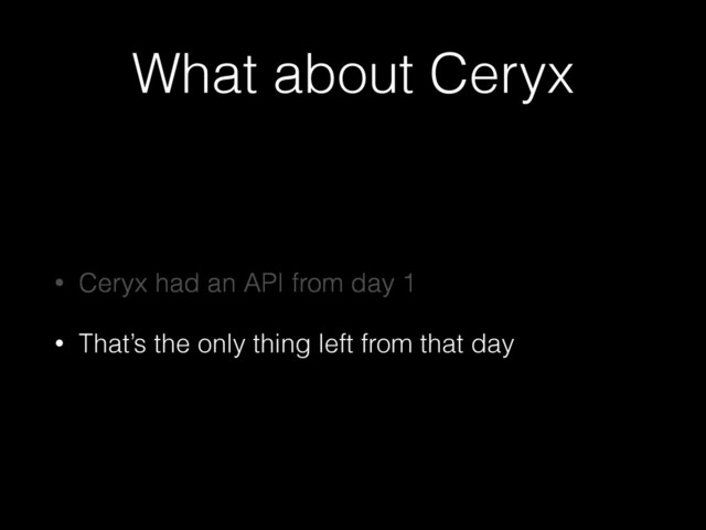 What about Ceryx
• Ceryx had an API from day 1
• That’s the only thing left from that day
