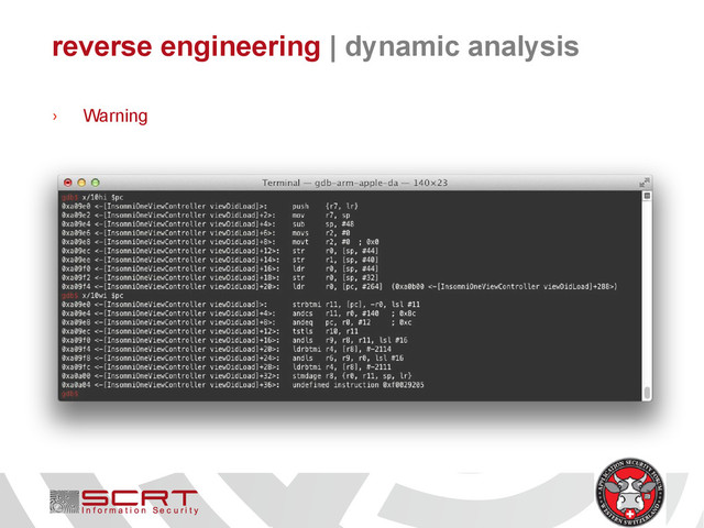 reverse engineering | dynamic analysis
› Warning

