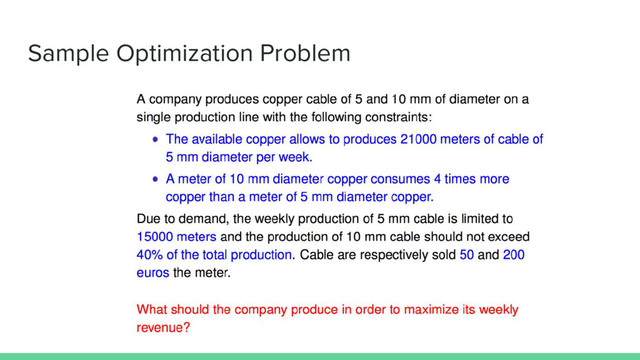 Sample Optimization Problem
