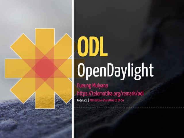 1 / 56
ODL
OpenDaylight
Eueung Mulyana
https://telematika.org/remark/odl
CodeLabs | Attribution-ShareAlike CC BY-SA
