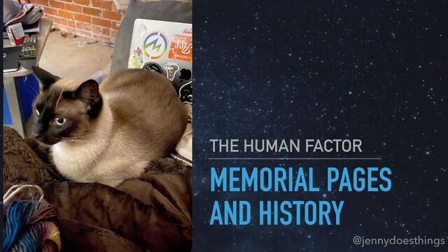 MEMORIAL PAGES
AND HISTORY
THE HUMAN FACTOR
@jennydoesthings

