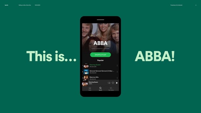 Rolling-out like a Rock-Star 09.10.2020 Proprietary & Confidential 3
Spotify
This is… ABBA!
