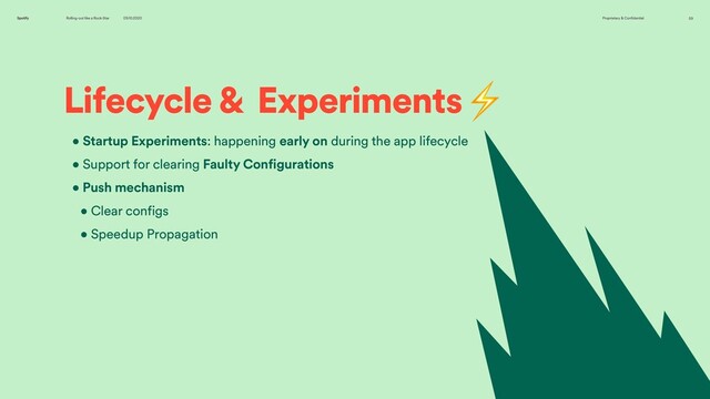 59
Rolling-out like a Rock-Star 09.10.2020 Proprietary & Confidential
Spotify
Lifecycle & Experiments
• Startup Experiments: happening early on during the app lifecycle
• Support for clearing Faulty Configurations
• Push mechanism
• Clear configs
• Speedup Propagation
