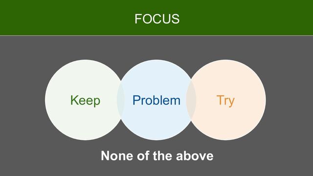 Problem Try
Keep
FOCUS
None of the above
