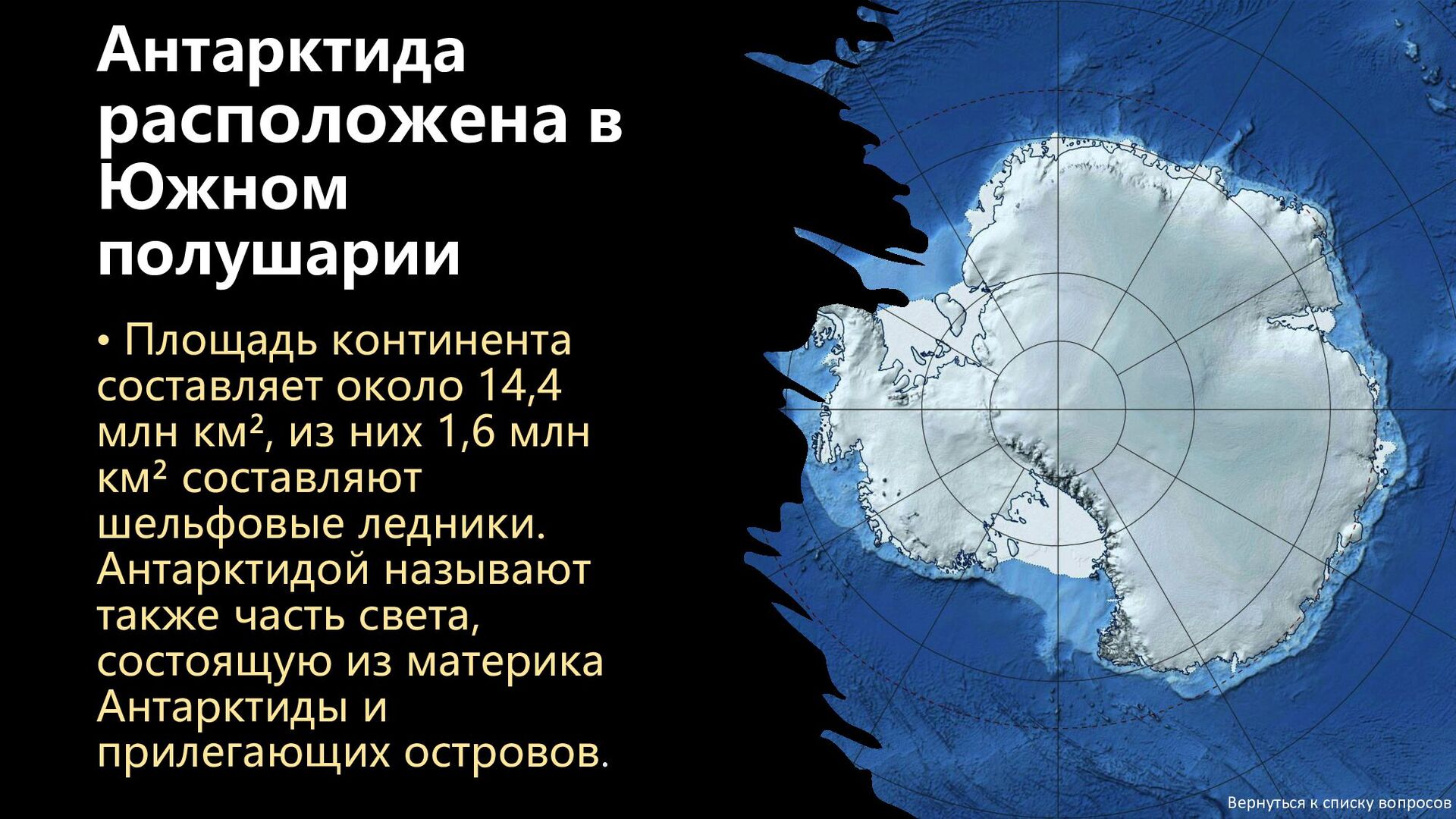 Антарктида полностью расположена в Северном полушарии