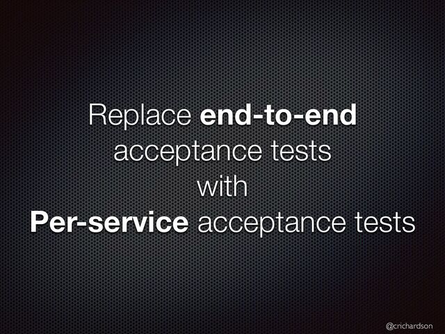 @crichardson
Replace end-to-end
acceptance tests


with


Per-service acceptance tests
