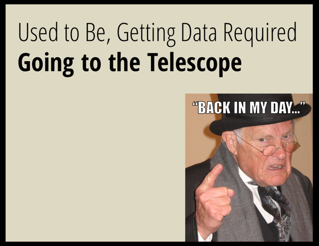 Used to Be, Getting Data Required
Going to the Telescope
