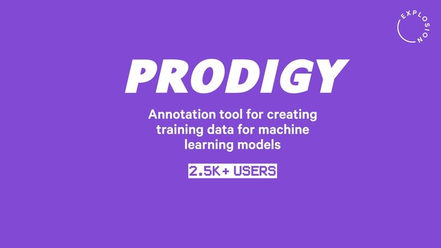 PRODIGY
Annotation tool for creating
training data for machine
learning models
2.5k+ USERS
