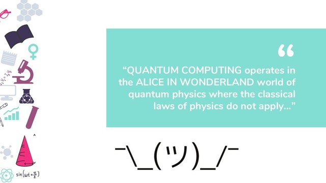 “QUANTUM COMPUTING operates in
the ALICE IN WONDERLAND world of
quantum physics where the classical
laws of physics do not apply...”
“
