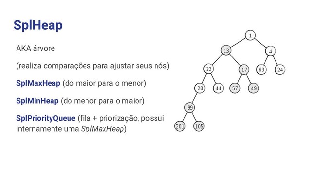 SplHeap
AKA árvore
(realiza comparações para ajustar seus nós)
SplMaxHeap (do maior para o menor)
SplMinHeap (do menor para o maior)
SplPriorityQueue (fila + priorização, possui
internamente uma SplMaxHeap)
