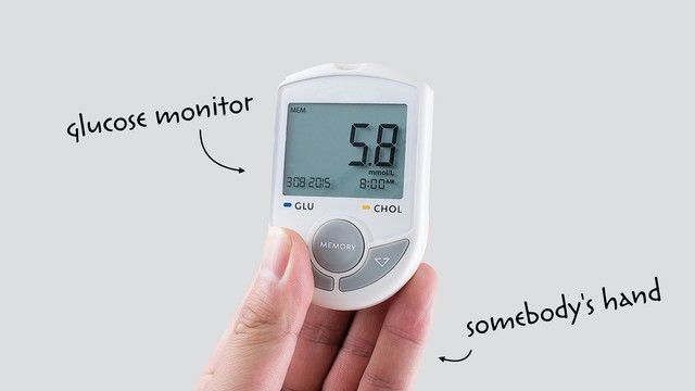 glucose monitor
somebody's hand
