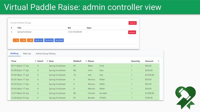 Virtual Paddle Raise: admin controller view
