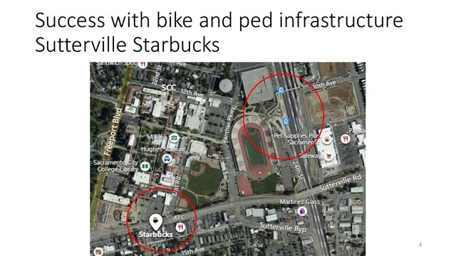 Success with bike and ped infrastructure
Sutterville Starbucks
4
