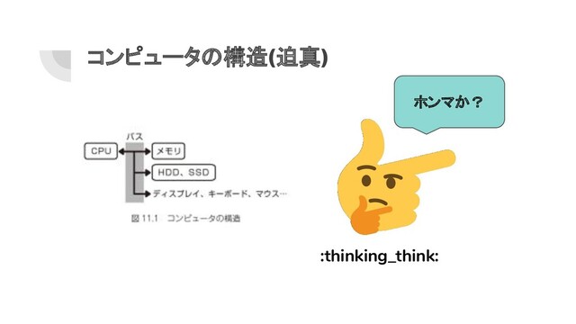 コンピュータの構造(迫真)
:thinking_think:
ホンマか？
